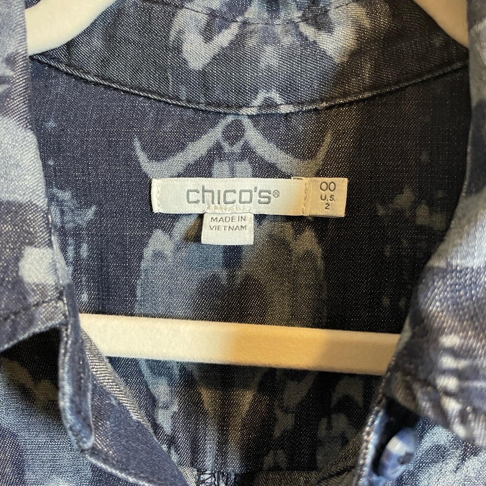 Chico's denim Patterned Long Sleeve Dress - Picture 3 of 11